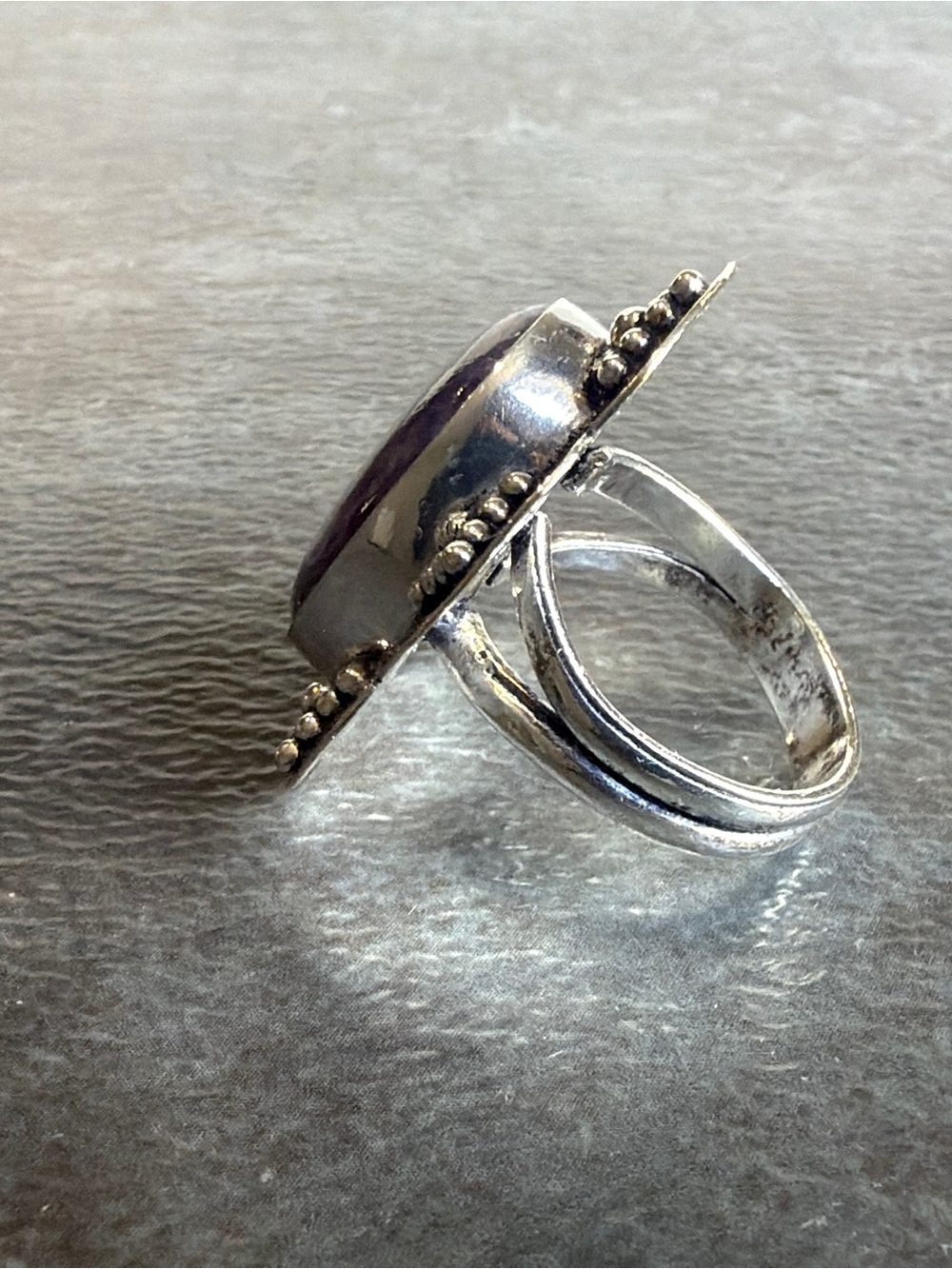 Boho Vintage Silver 925 Ring Size 7.5 Women Jewelry Unique Charoite Gemstone - Picture 5 of 5